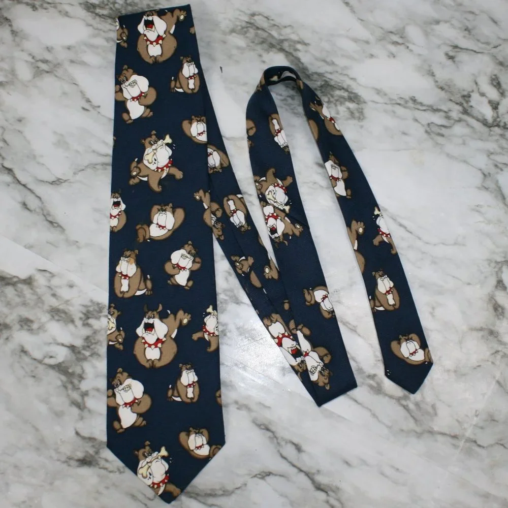 ROBERTO CELLINI SPIKE THE DOG Neck Tie Bulldog Menswear Accessory Animal Print